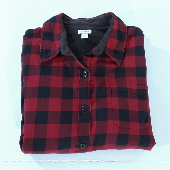LL Bean Buffalo Plaid Fleece Lined Shirt Jacket - Picture 5 of 6